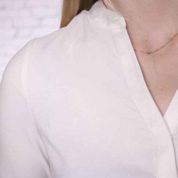 NWT Halston long sleeve high low white blouse r3 - Picture 5 of 9